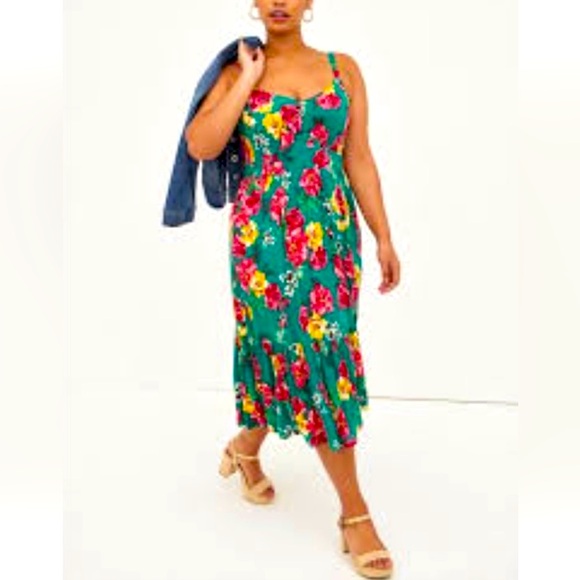 torrid Dresses & Skirts - Torrid NWT Green Floral Print Midi Sundress